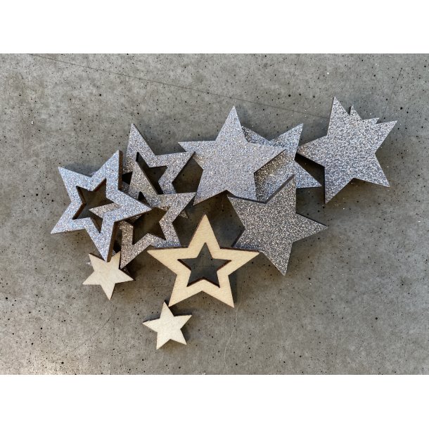 Trstjerner med glitter, 48 stk 