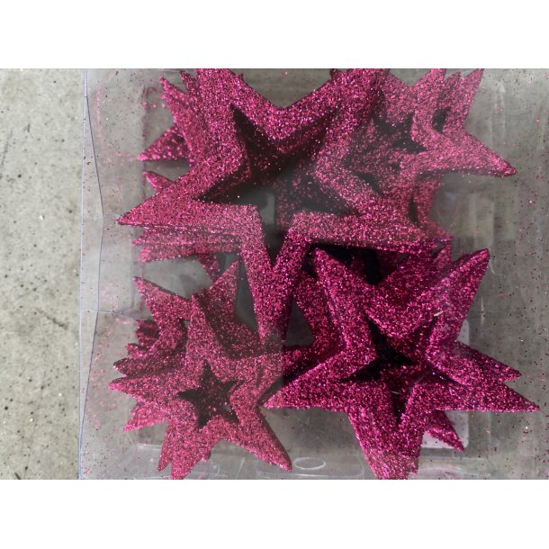 Pet Glitterstjernen Pink, 24 stk. 