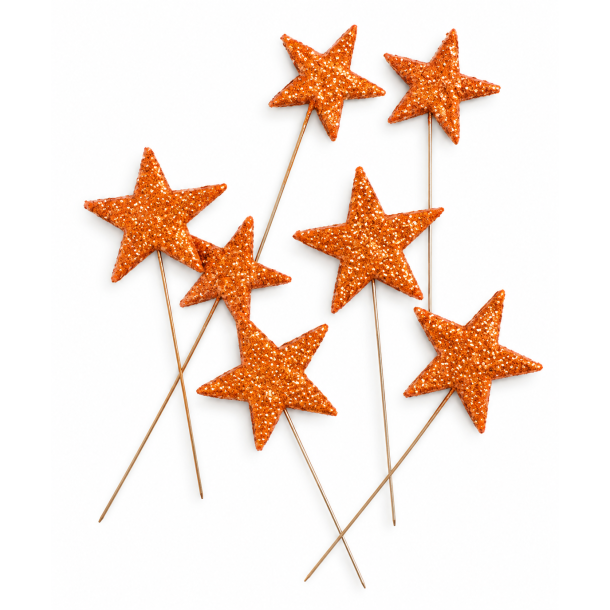 Stjerne n�l orange glimmer 48 stk.