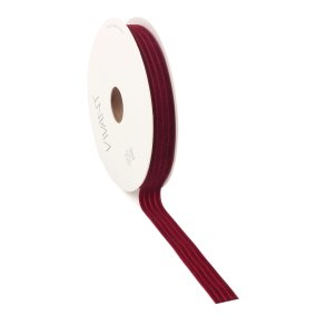 Velour stripe ribbon Scarlet 15 mm