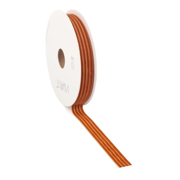 Velour stripe ribbon Cognac