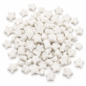 Glitter stjerne 1 cm , hvid, 144 stk.