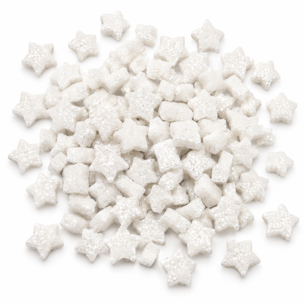 Glitter stjerne 1 cm , hvid, 144 stk.