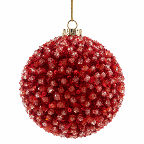 Xmas r�d glimmerkugle 9 cm