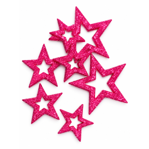 Pet glitterstjerne pink 24 stk. ass.