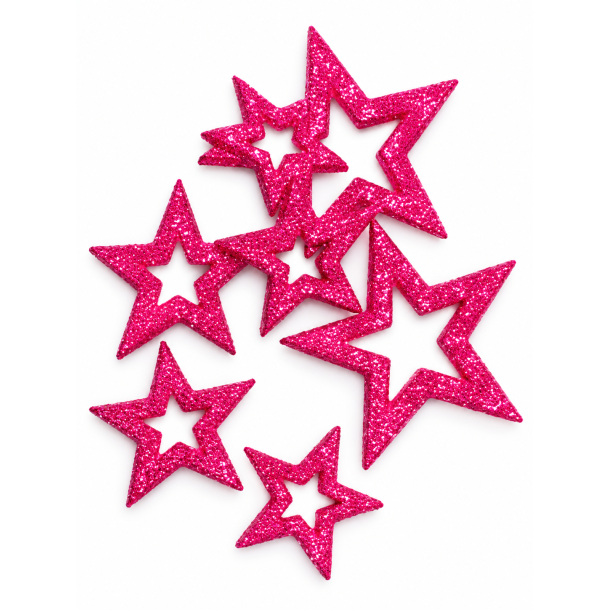 Pet glitterstjerne pink 24 stk. ass.