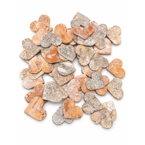Birk hjerte 2,50 cm - 60 stk. natur/glimmer