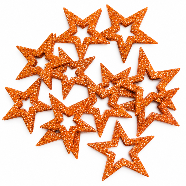 Pet orange glitter stjerner 24 stk. mix